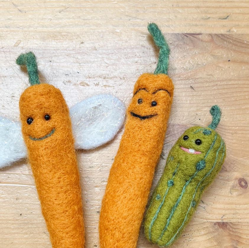 knitted vegetables created at Woolly Wednesday workshops