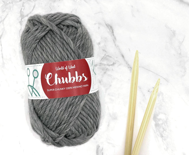 Chubbs Super Chunky Merino Yarn in natural grey